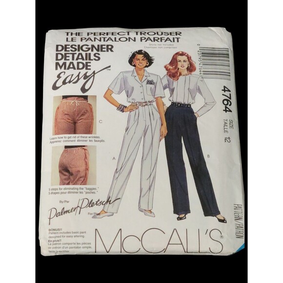 Vtg McCalls 4764 Palmer Pletsch Dress Pants Trousers 12 Uncut Sewing Pattern - Picture 6 of 6